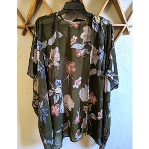 Audrey 3+1 Olive Green Floral Kimono